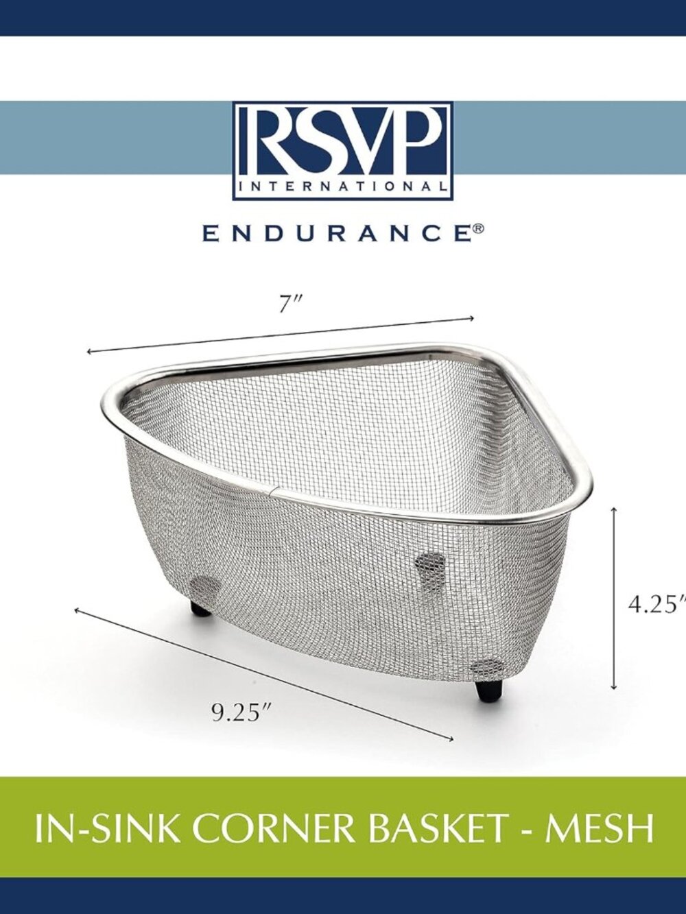 Endurance 3 Quart In-Sink Mesh Colander Strainer | Dishwasher Safe Corner Basket - Picture 3 of 5